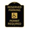 Signmission Reserved Parking Permit Required W/ Graphic, Black & Gold Aluminum Sign, 18" x 24", BG-1824-23059 A-DES-BG-1824-23059 - alternate 1